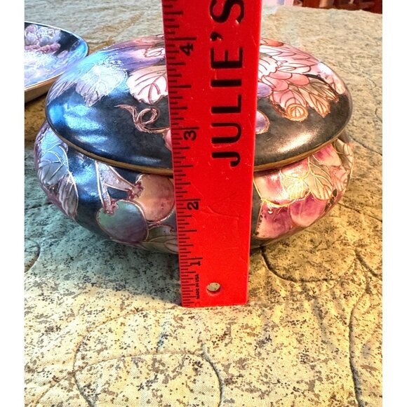 Andrea By Sadek Decorative Floral Plate & Lidded Bowl Set With Pink & Purple Flo - Picture 8 of 12